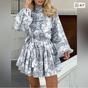 Commense | Elegant Gray Patterned Dress